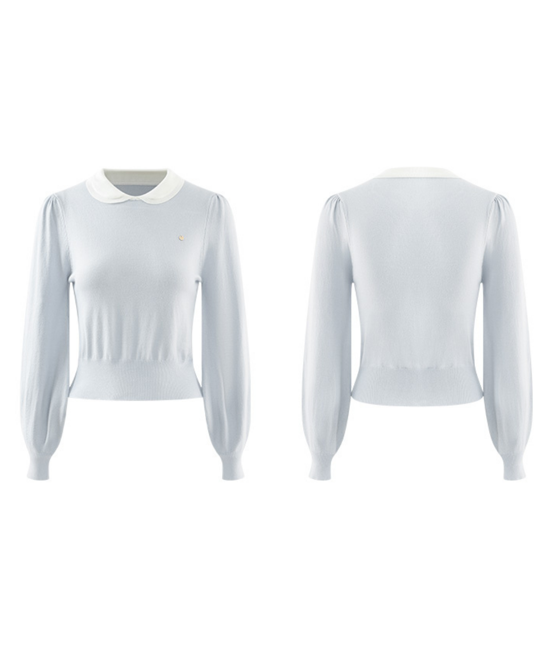 配色ラウンドカラーリブパフニット