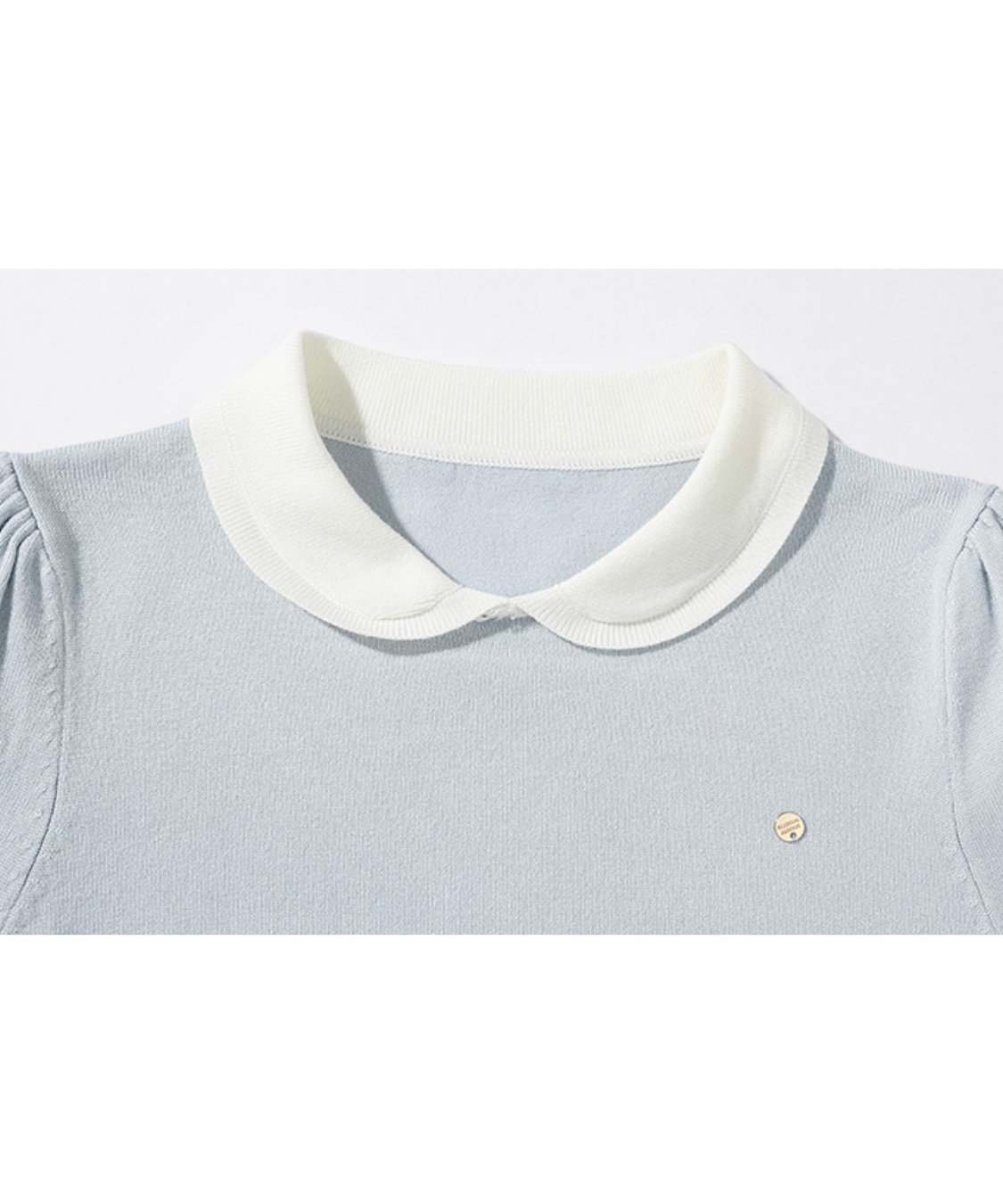 配色ラウンドカラーリブパフニット