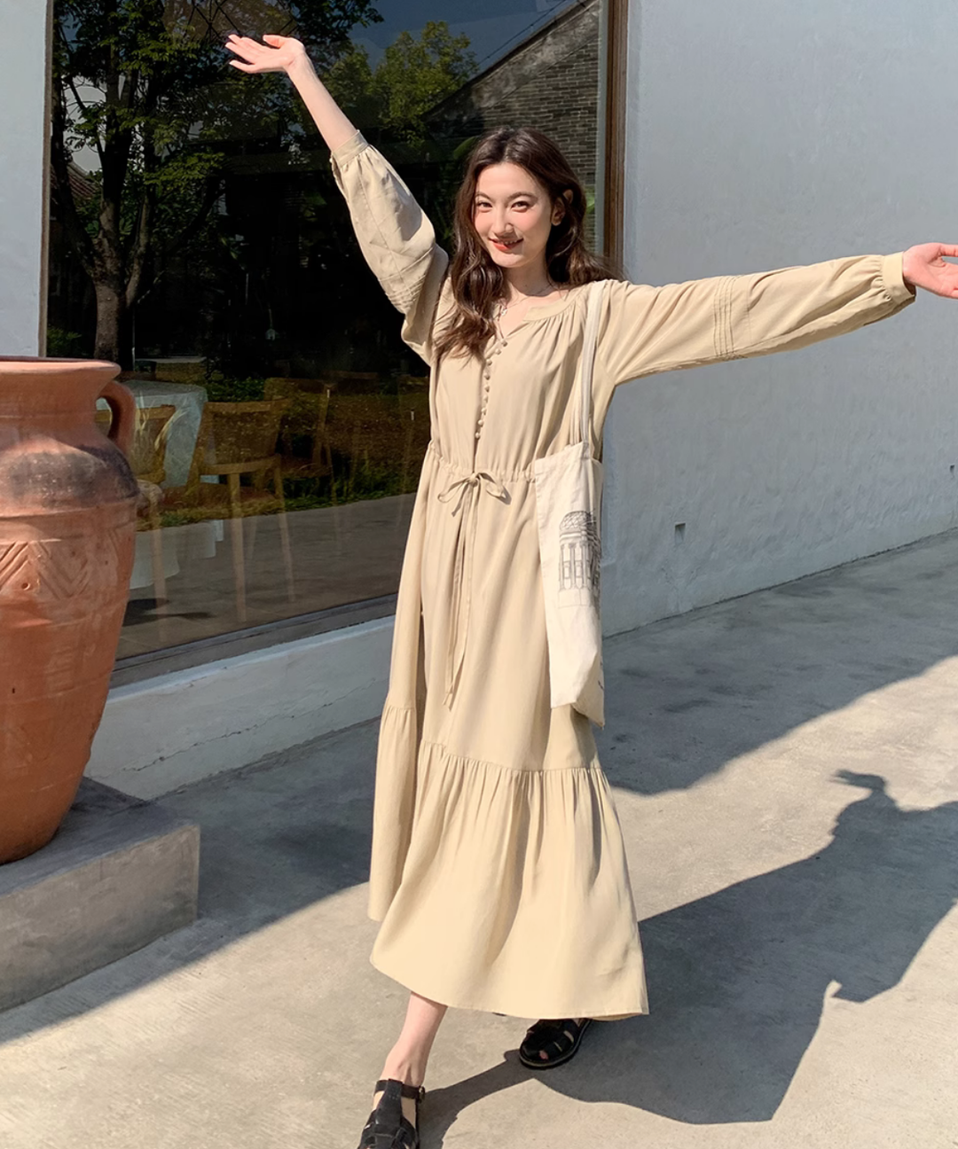 スリットVネックロングワンピース – jemiremi（ジェミレミ）