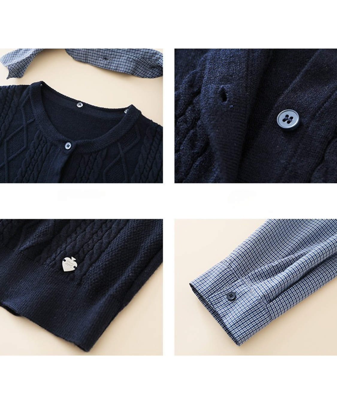 襟取り外し可能ベスト風ニットドッキングシャツ