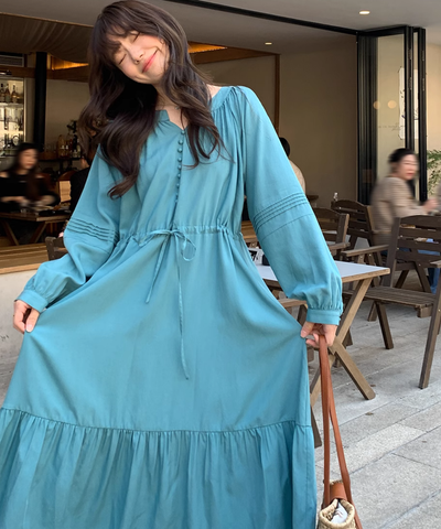 スリットVネックロングワンピース