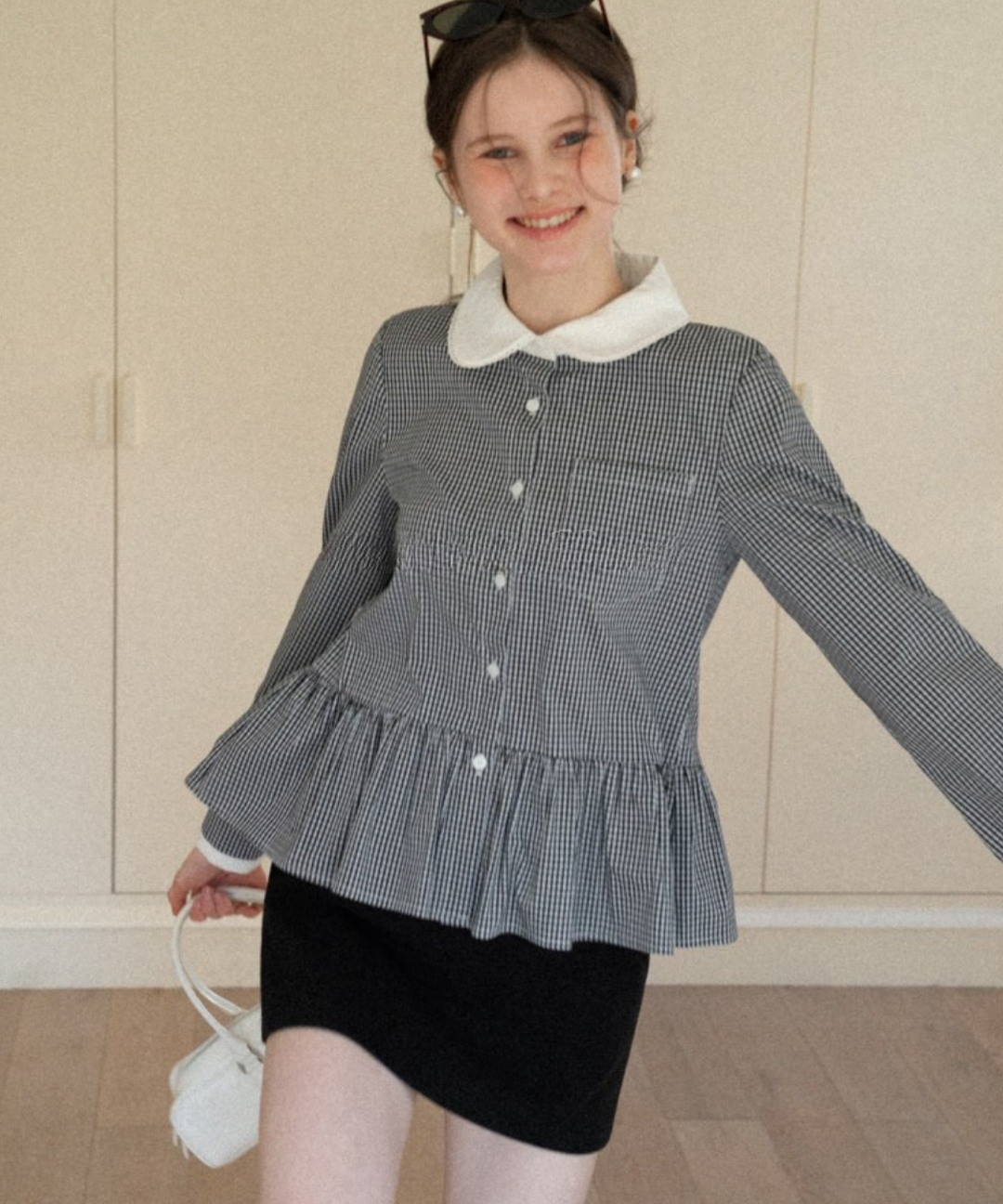 ギンガムチェックペプラムブラウス – jemiremi（ジェミレミ）