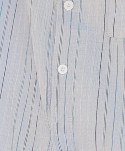 五分袖ストライプリボンブラウス