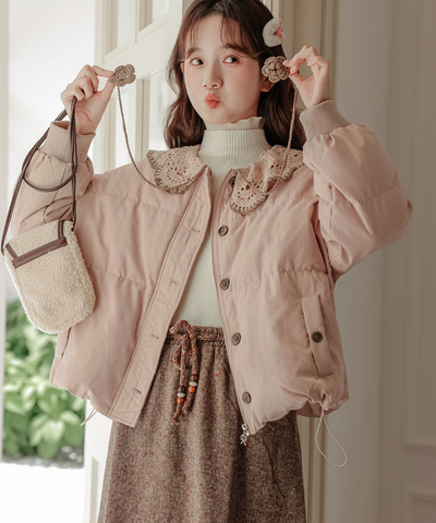 スカラップレース襟中綿ジャケット