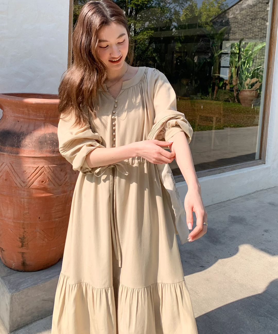 スリットVネックロングワンピース – jemiremi（ジェミレミ）