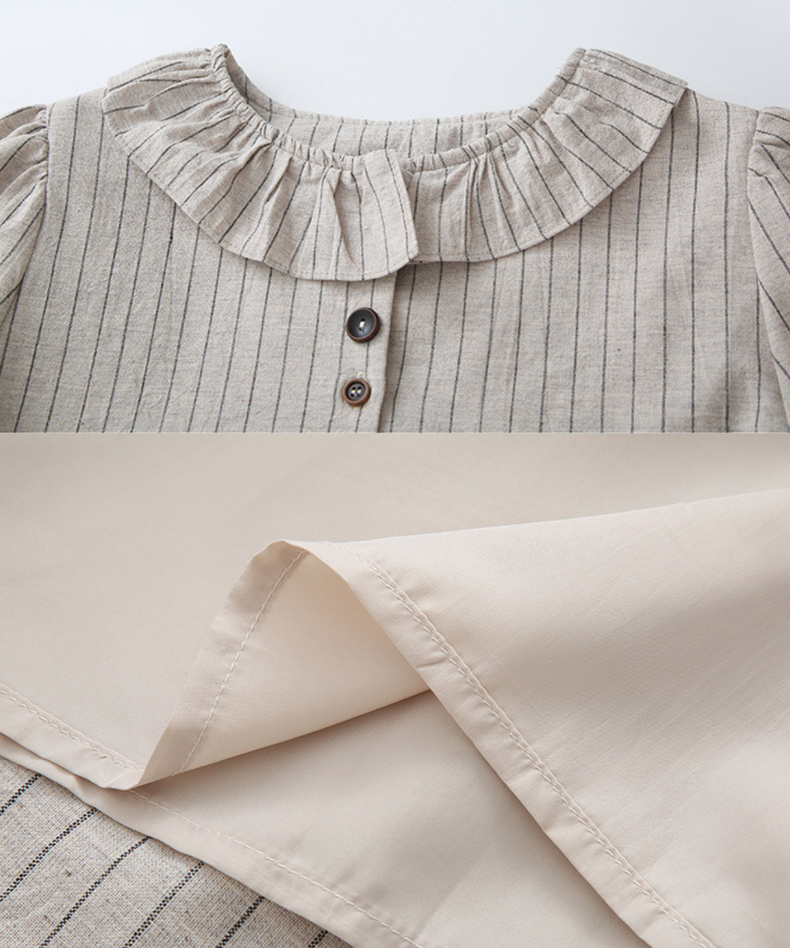 フリル襟ペプラムブラウス＋ストライプフレアスカート 2点セット