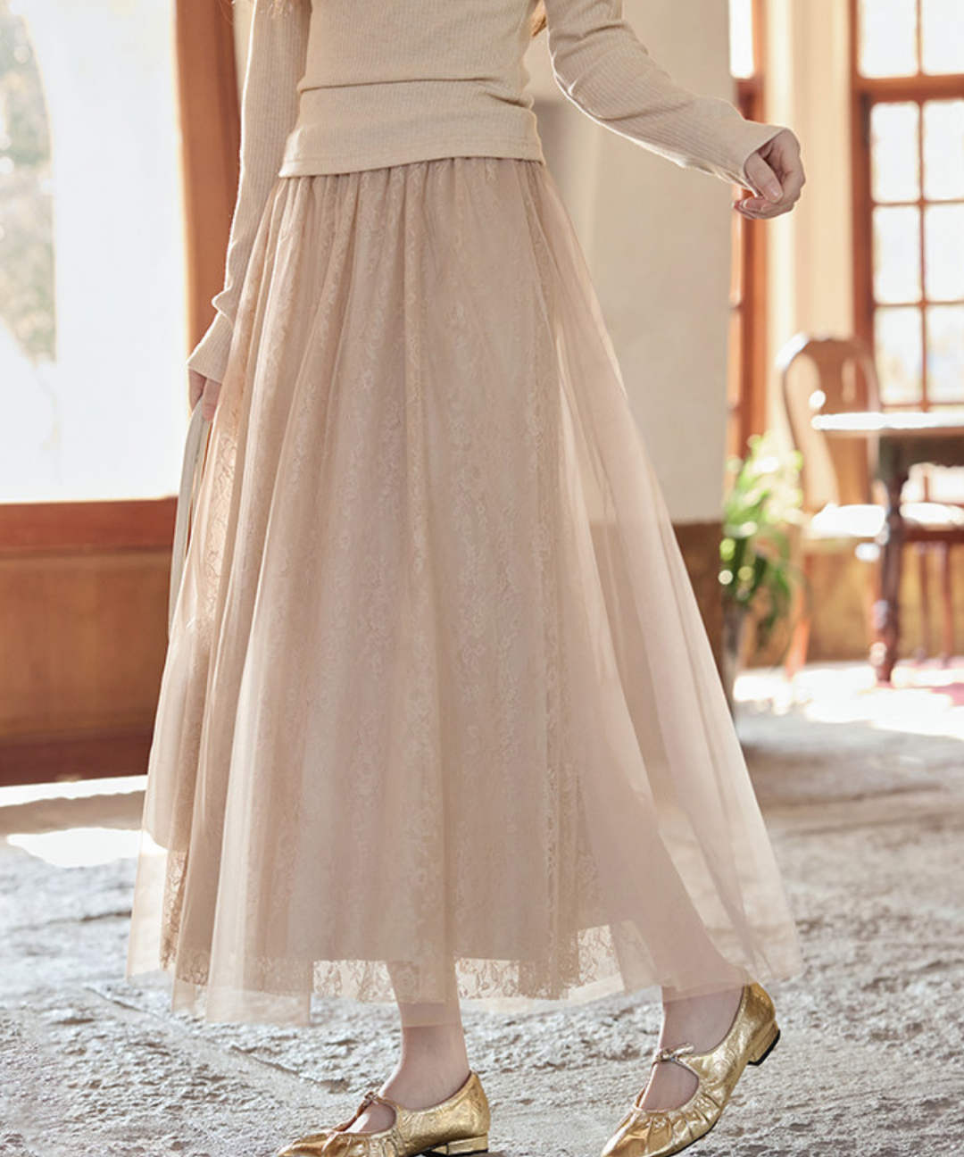 フラワーレースデザインレイヤードスカート – jemiremi（ジェミレミ）