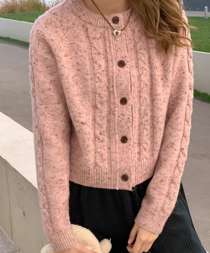 ラウンドネック混色ニットカーディガン – jemiremi（ジェミレミ）