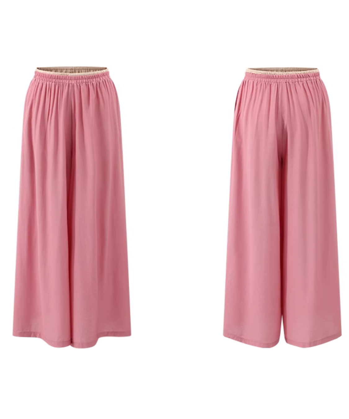 裾スリット入りワイドドレープパンツ