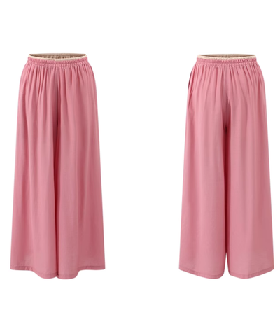 裾スリット入りワイドドレープパンツ