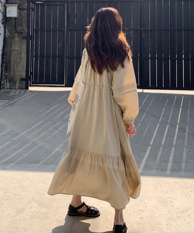 スリットVネックロングワンピース