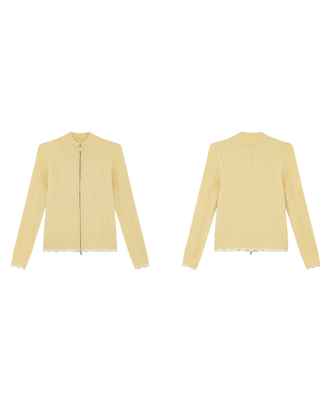 ケーブルジップカーディガン