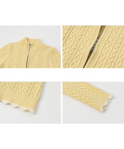 ケーブルジップカーディガン