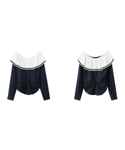 オフショルダーラウンドヨークトップス