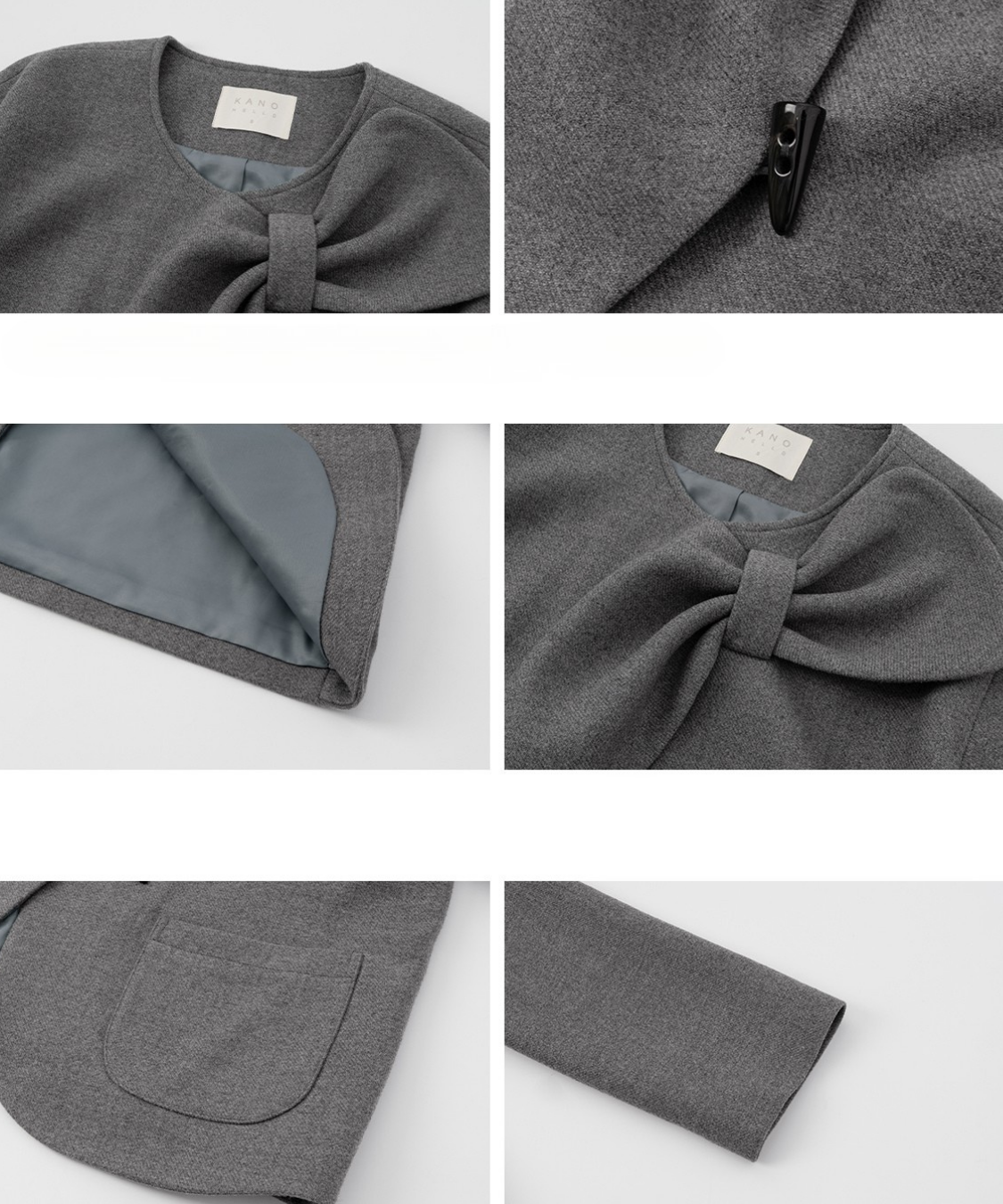 ノーカラーリボン襟トグルボタンジャケット