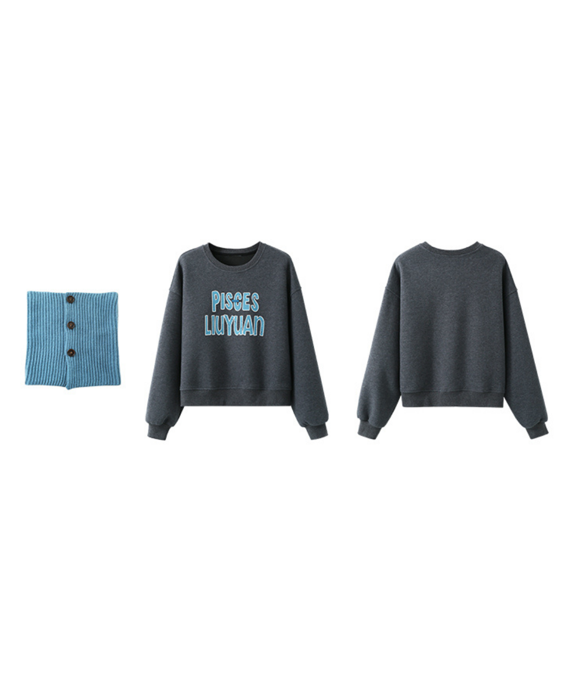 リブネックウォーマー付きロゴスウェット