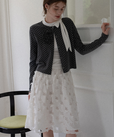 ハイウエストフラワーカットワークスカート