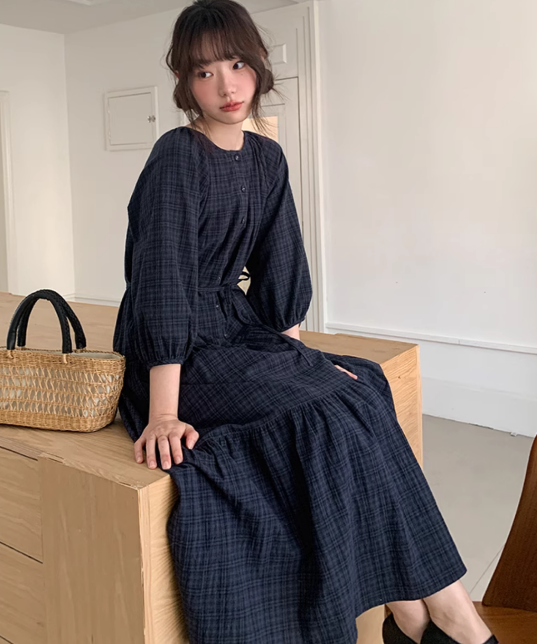 ボリュームスリーブウエストマークワンピース – jemiremi