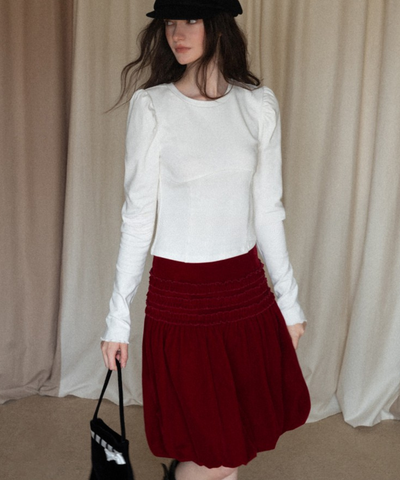 フリルシャーリングベロアバルーンスカート