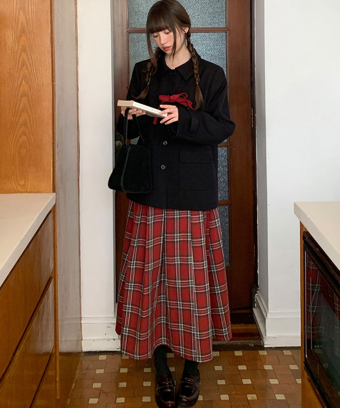 リボンタイ付きテーラードカラージャケット