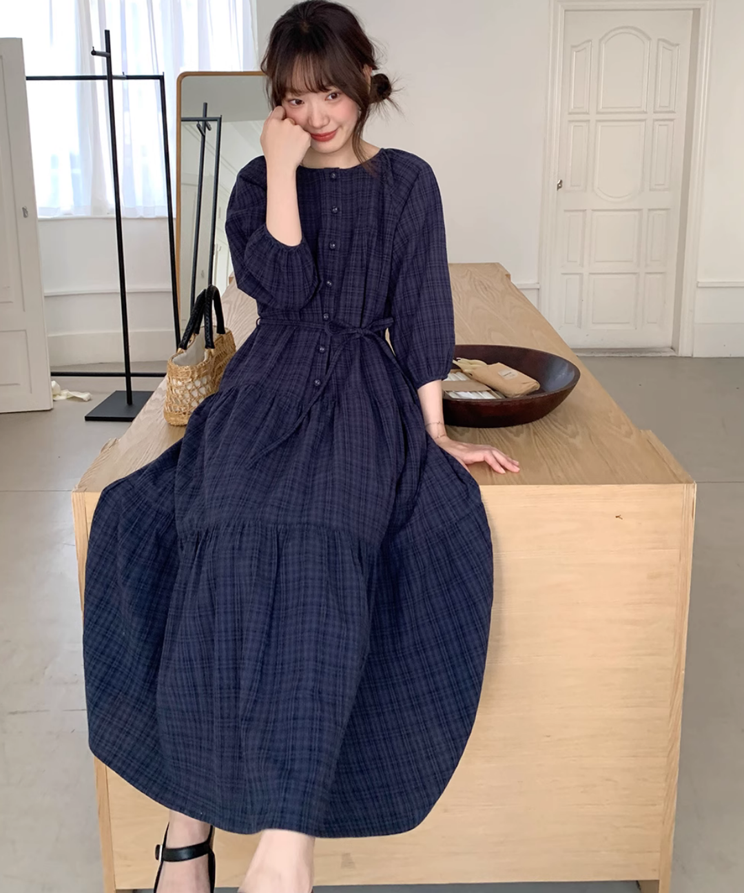 ボリュームスリーブウエストマークワンピース – jemiremi（ジェミレミ）