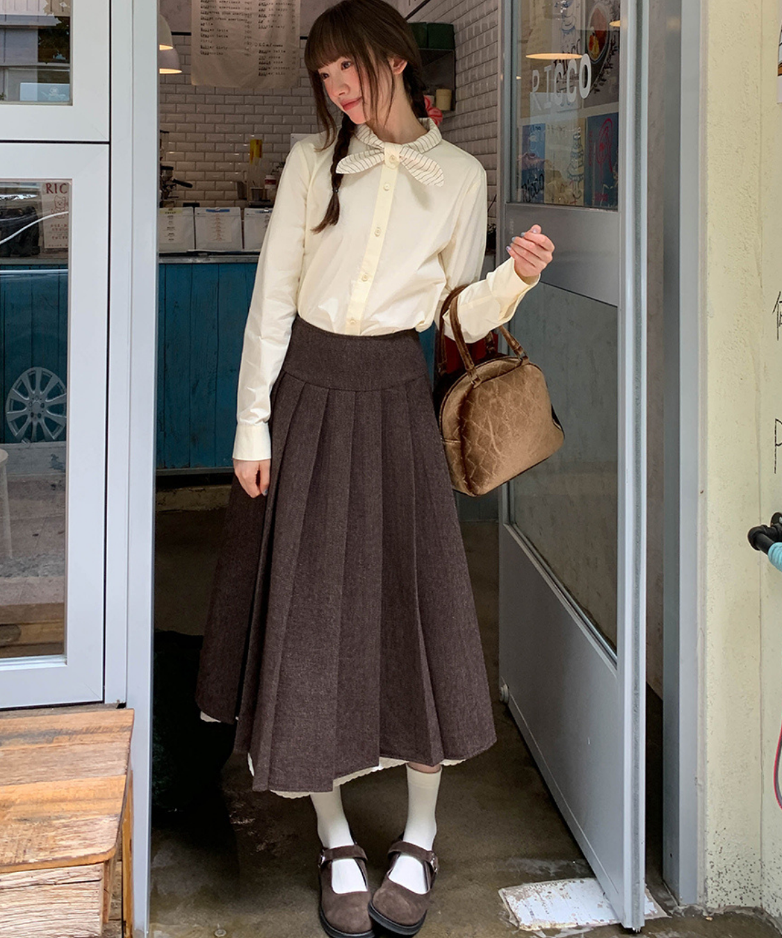 レースレイヤード袖ジャケット＋ボックスプリーツスカート 2点セット