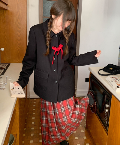 リボンタイ付きテーラードカラージャケット