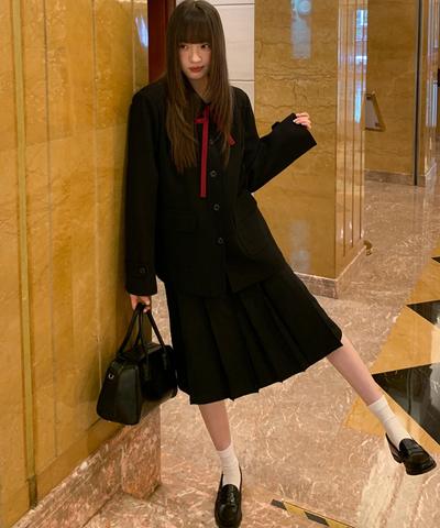 リボンタイ付きテーラードカラージャケット