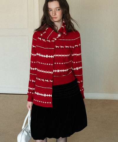 フリルシャーリングベロアバルーンスカート