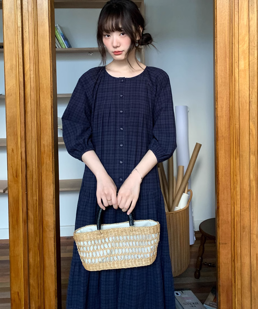 ボリュームスリーブウエストマークワンピース – jemiremi