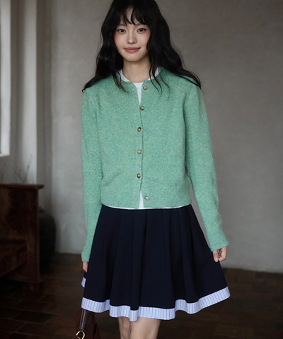 裾ストライププリーツフレアスカート