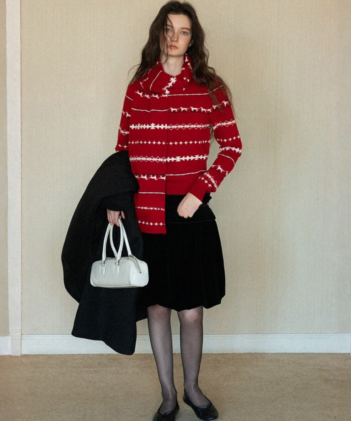 フリルシャーリングベロアバルーンスカート