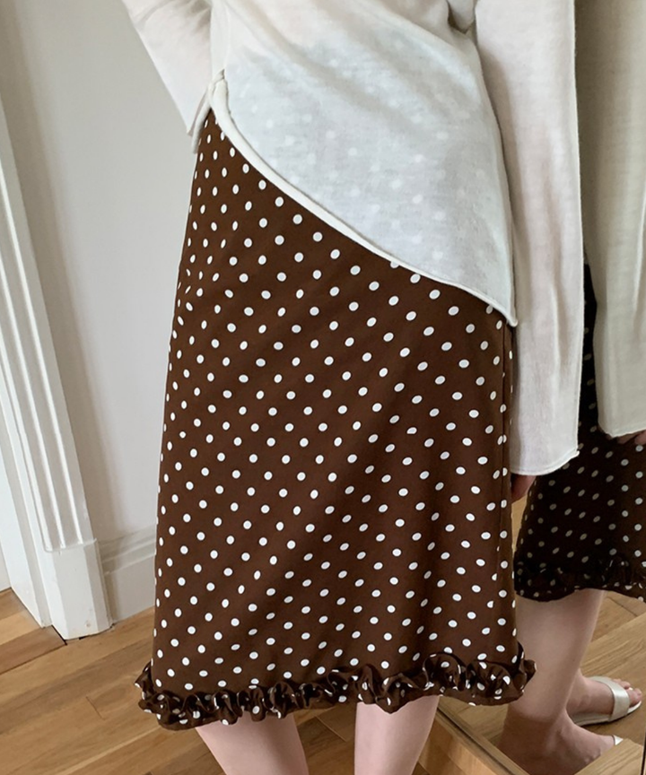 ドット柄裾フリルタイトスカート – jemiremi（ジェミレミ）