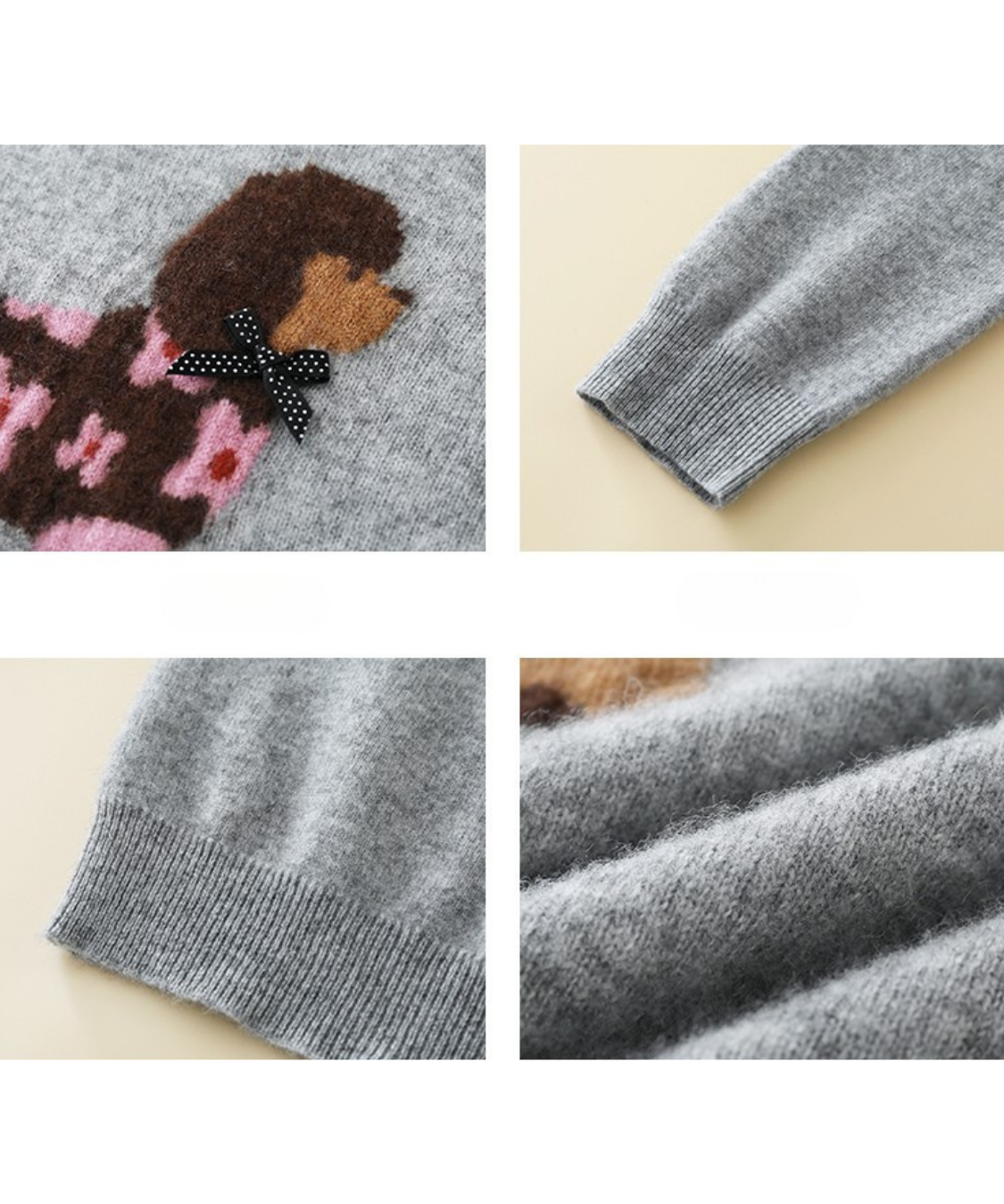 ドッグデザイン襟付きニット