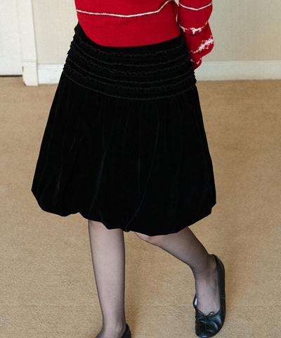 フリルシャーリングベロアバルーンスカート