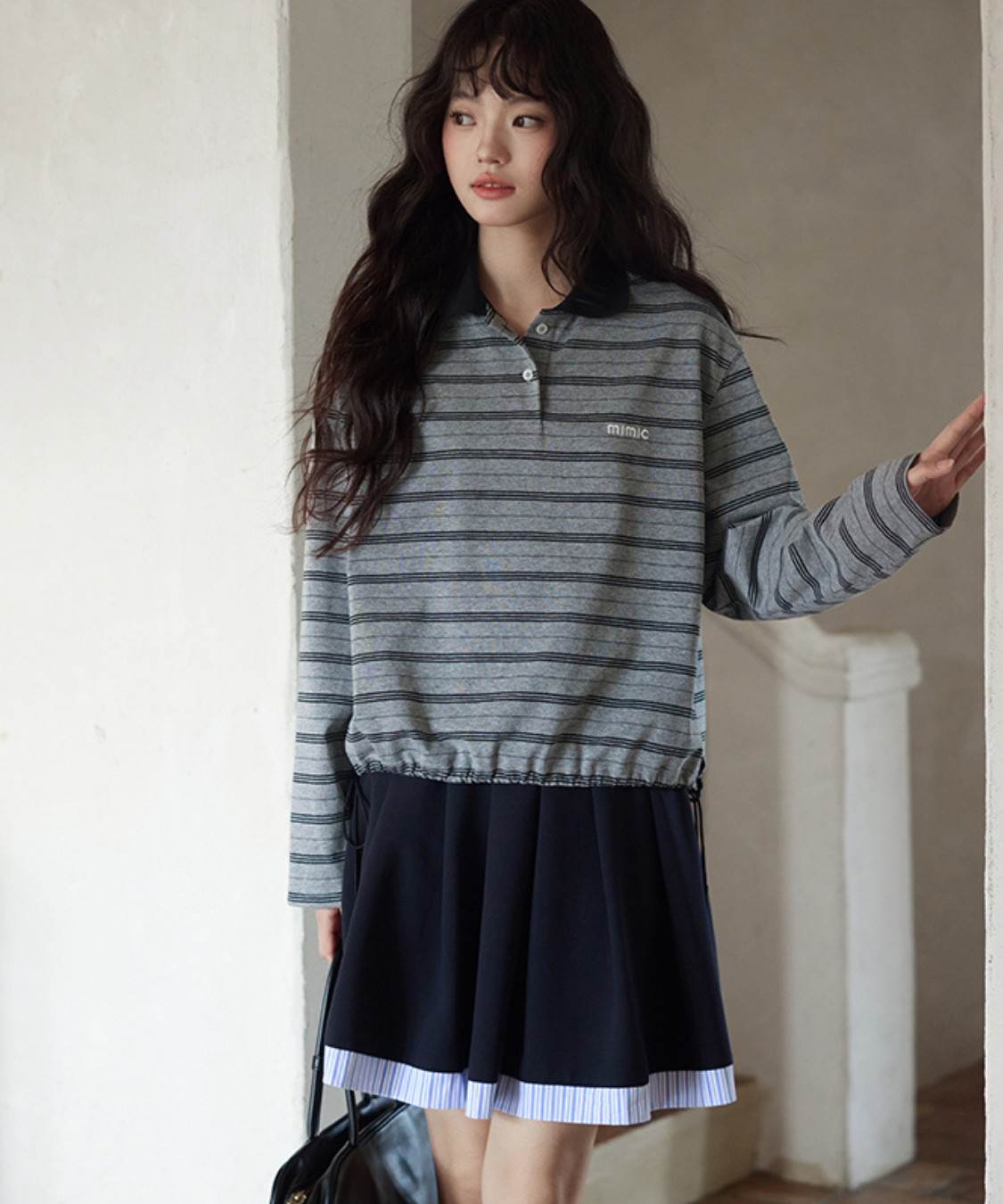 裾ストライププリーツフレアスカート