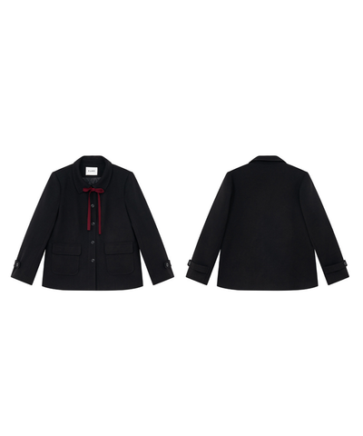 リボンタイ付きテーラードカラージャケット