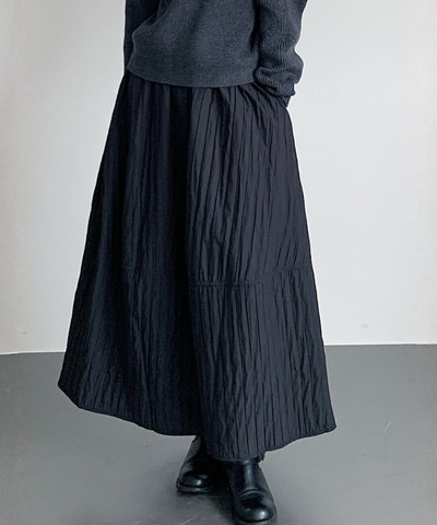 キルティングフレアロングスカート