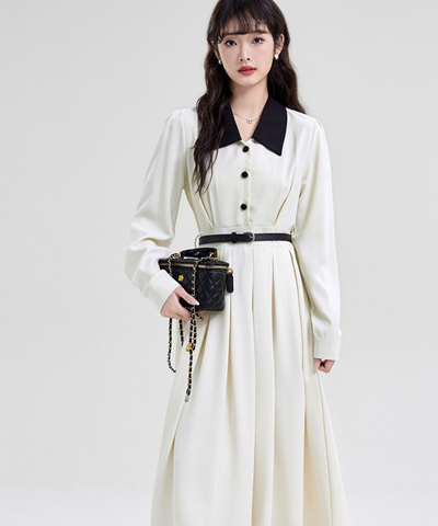 ウエストマークタックデザインバイカラーワンピース