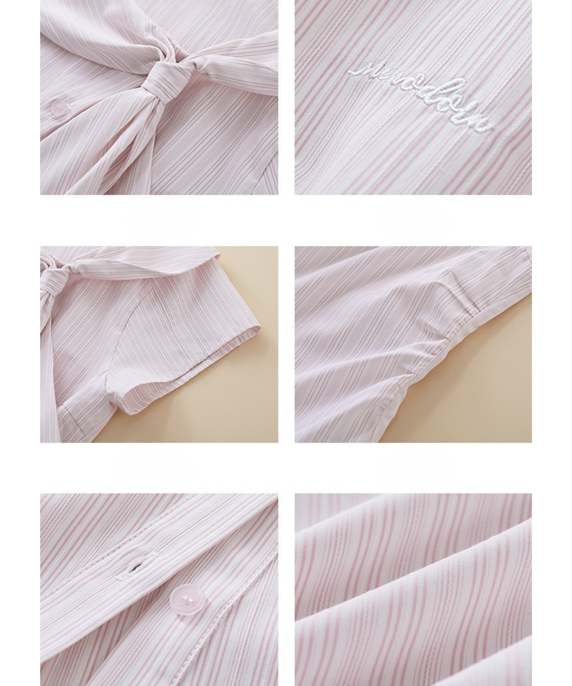 ショールカラービッグリボンストライプブラウス