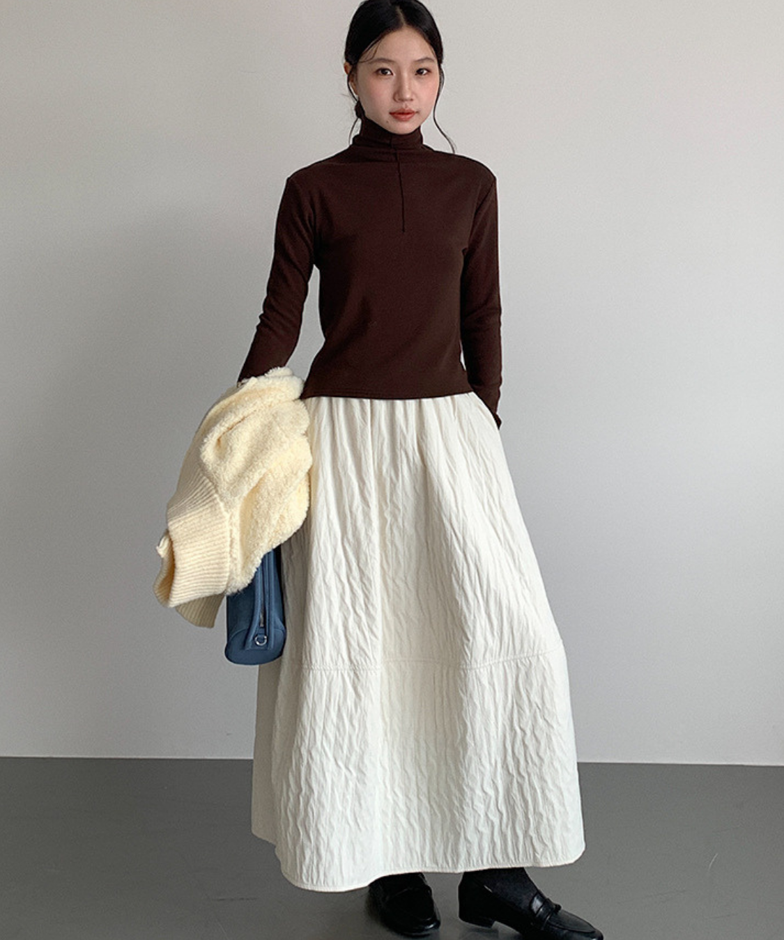 キルティングフレアロングスカート