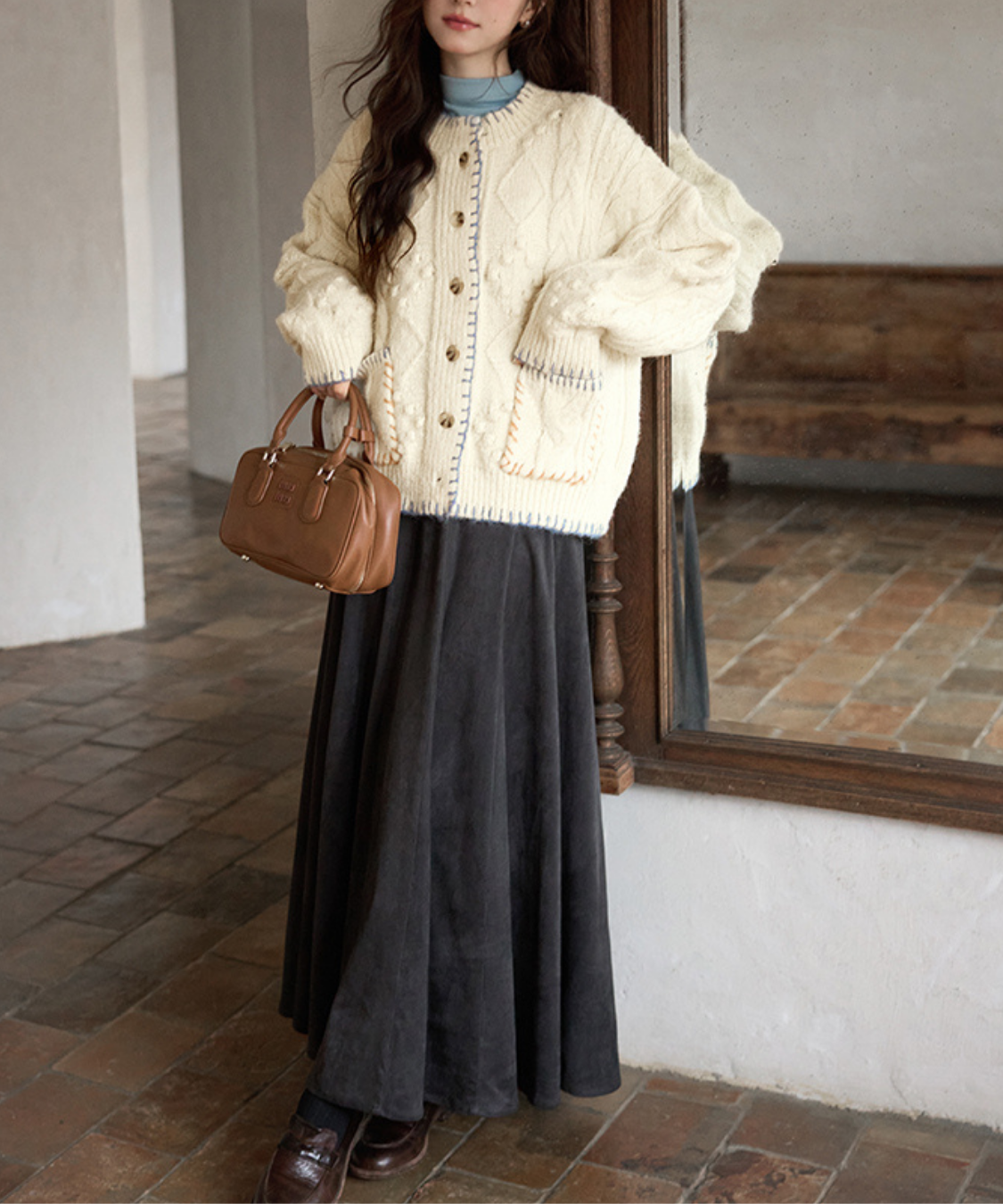 パネルフレアロングスカート