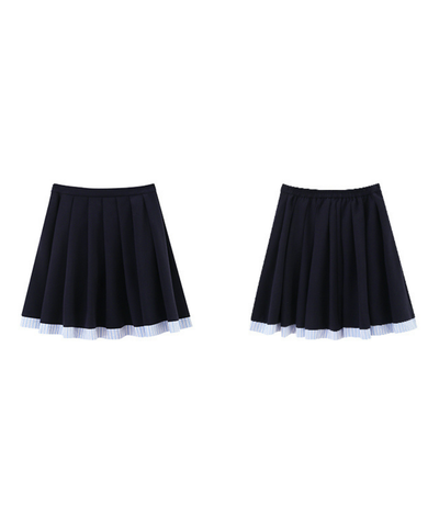 裾ストライププリーツフレアスカート