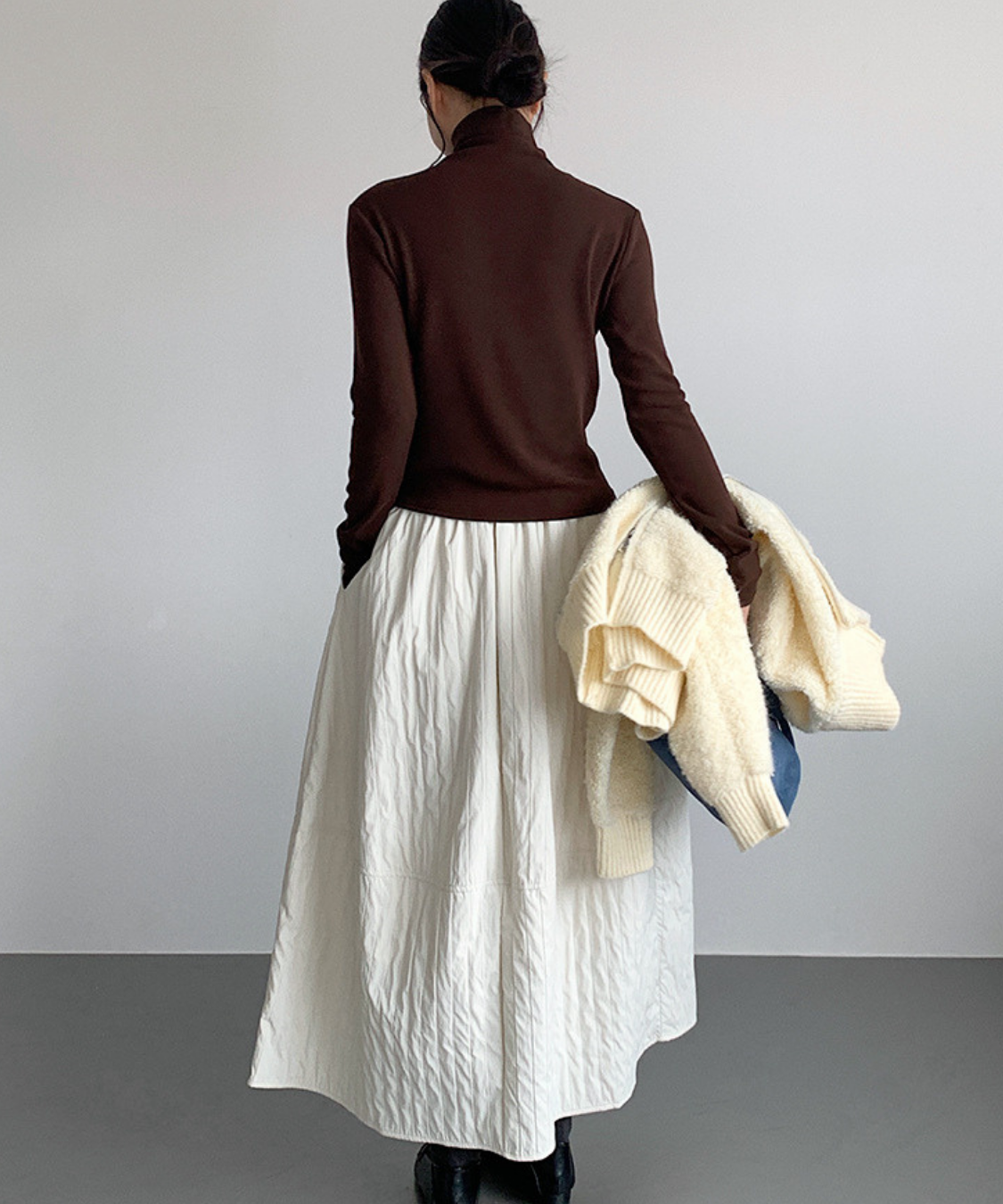 キルティングフレアロングスカート