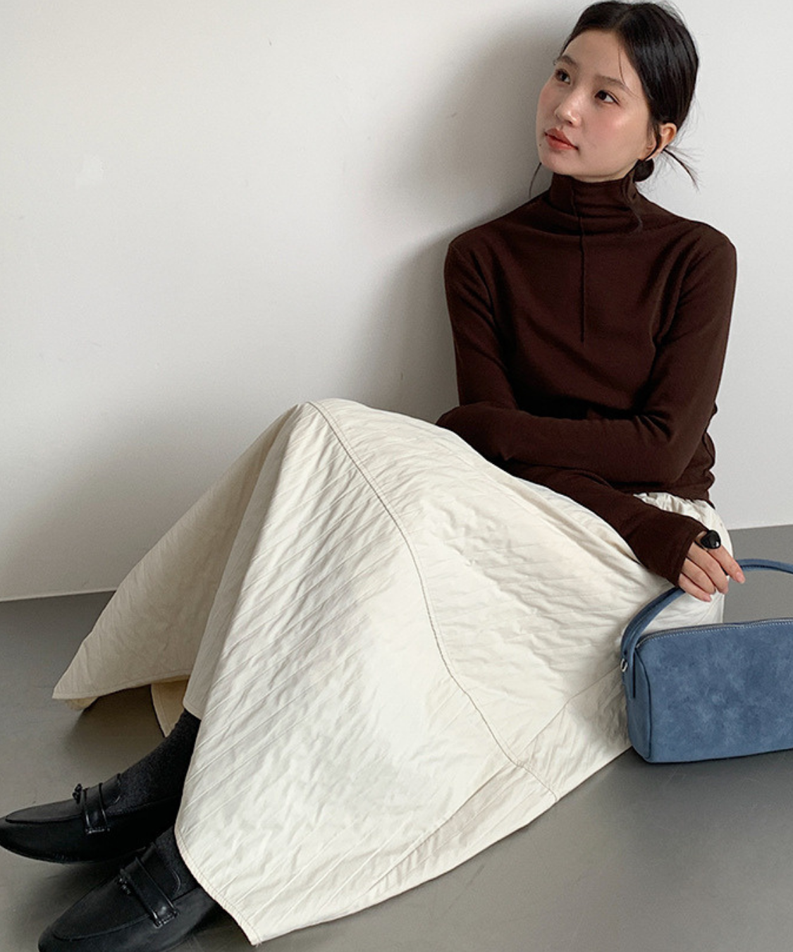 キルティングフレアロングスカート