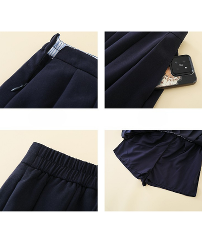 裾ストライププリーツフレアスカート