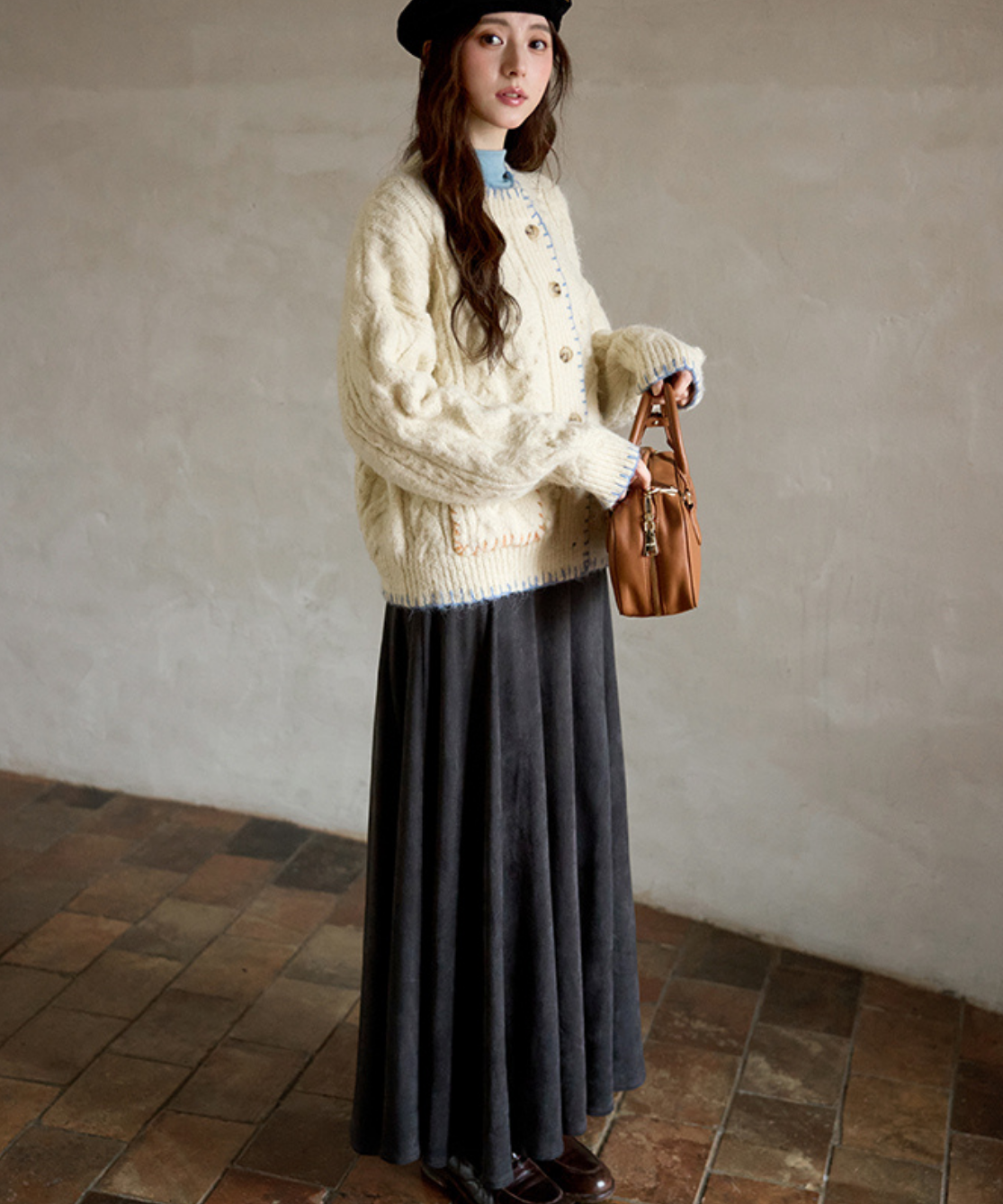 パネルフレアロングスカート