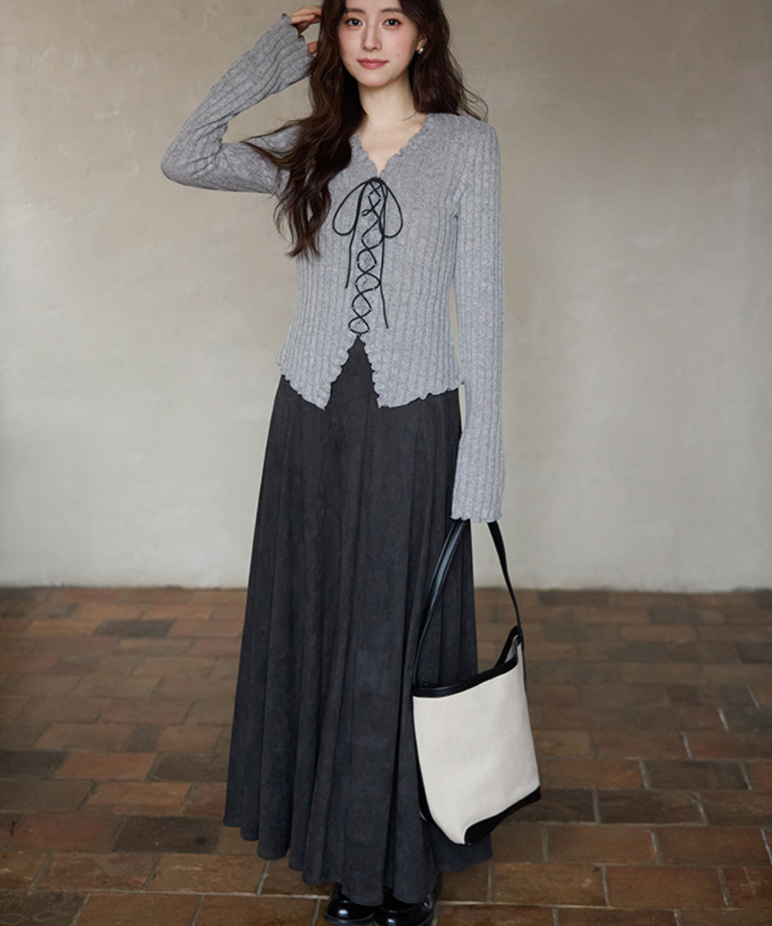 パネルフレアロングスカート