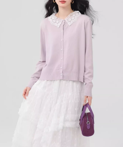 レースティアードロングスカート