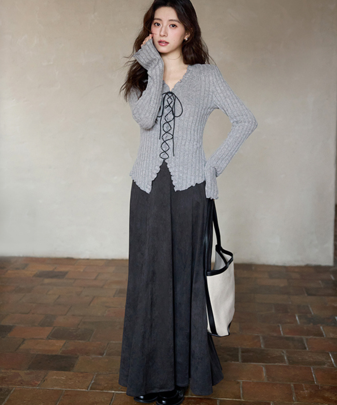 パネルフレアロングスカート